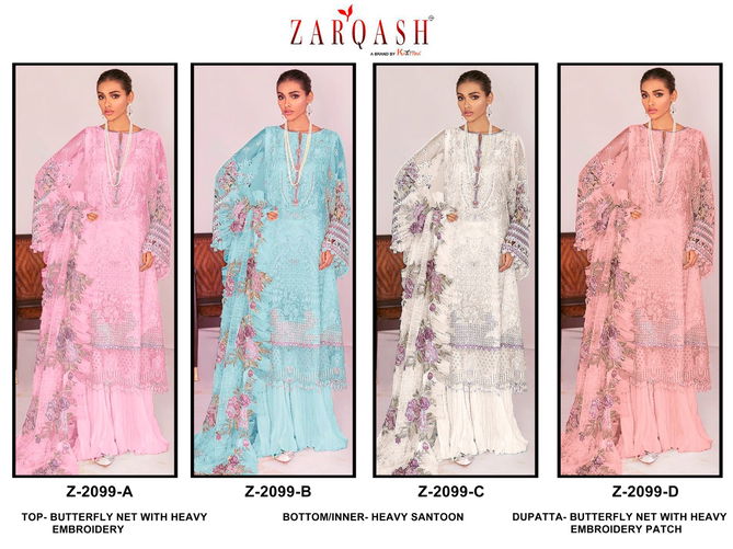 Z 2099 Zarqash Butterfly Net Embroidery Pakistani Suits Wholesale Suppliers In India
